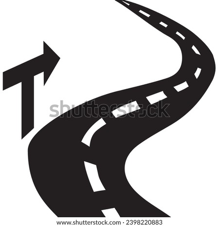 Icon-Curvy Road with an Arrow Directional Signpost