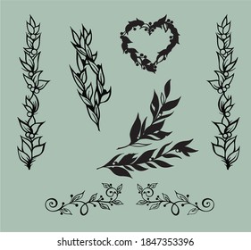  Icone olive branches in different versions and shapes