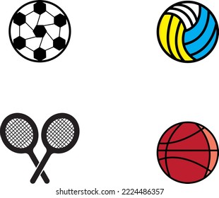 icone sports basketball -volleyball- racket- football
