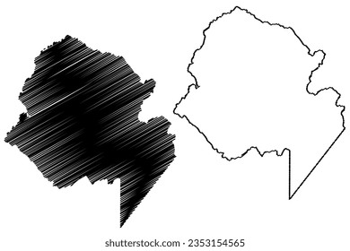 Iconha municipio (estado de Espírito Santo, municipalidades del Brasil, República Federativa del Brasil) mapa de ilustración vectorial, dibujo de garabatos mapa de Iconha