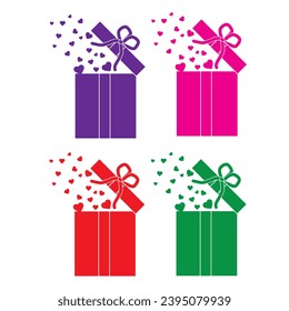 Icon-Hearts Floating Out of a Gift Box	