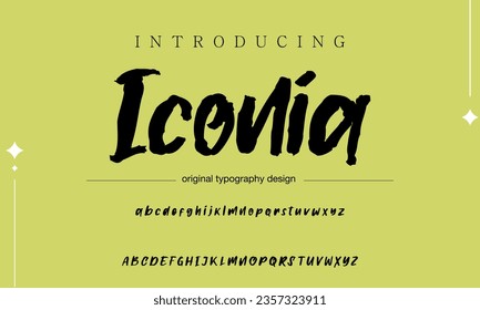Iconia brush stroke handwritten alphabet vector sans serif font design