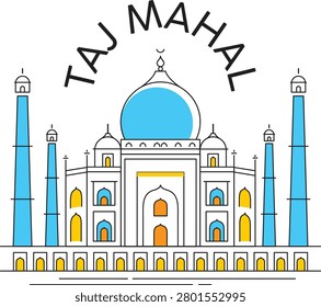 Iconic abstract vector of Taj Mahal Agra with refined geometric elegance