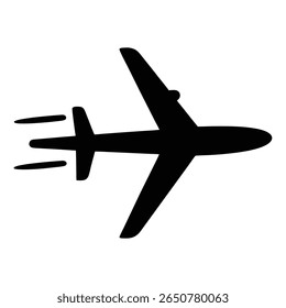 Iconic Airplane Silhouette Depicting Flight, Travel, and Aviation with Dynamic Speed Lines