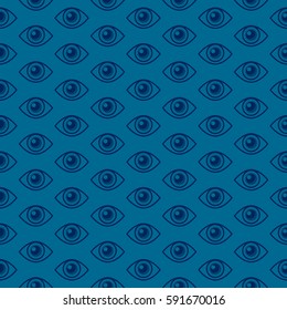 An iconic all seeing eye symbol as a repeating pattern in vector format.