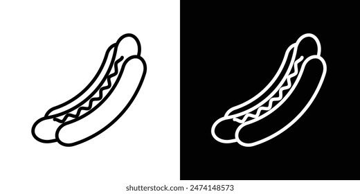 Iconic American Hotdog Icon Set. Sausage Sandwich Vector Illustration.