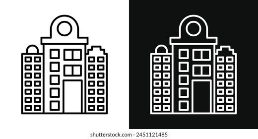 Iconic Amsterdam Architecture Icon Set with City House Buildings and Skyline