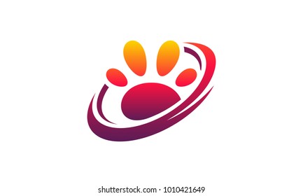 Iconic Animal Paw logo design template, Animal Pet Shield logo designs vector