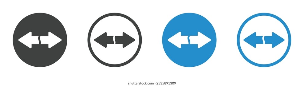 Iconic arrow icons. iconic arrow vector signs in different directions. Double arrow vector icons. Swap icon with two arrows set