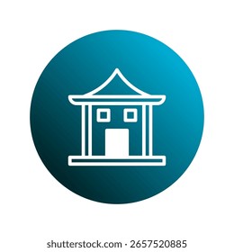 Ikonische asiatische Architektur: ein stilisiertes Vektorsymbol, das ein traditionelles Gebäudedesign mit minimalistischem Flair darstellt