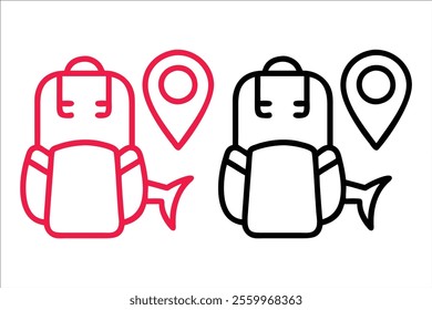 Iconic Backpack and Location Pin Outlines

