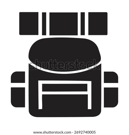 Iconic backpack and sleeping bag symbol for outdoor adventure travel and hiking expedition gear