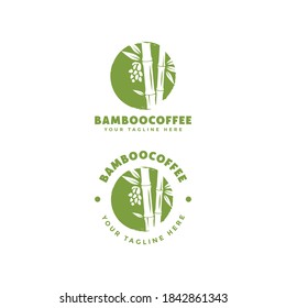 iconic bamboo coffee in circle logo design