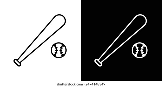 Iconic Baseball Sport Equipment Icon Set. Ball and Bat Vector Illustration.