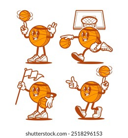 Icônico logotipo do campeonato de basquete - Cartoon personagem de basquete