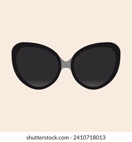 Iconic black classic butterfly sunglasses with gradient in the glass and frame rims vector flat art