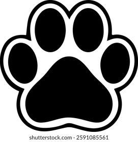 Iconic black paw print silhouette representing animal companionship and affection in a minimalist design