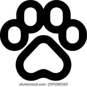 Iconic black paw print silhouette representing animal companionship and affection in a minimalist design