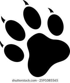 Iconic black paw print silhouette representing animal companionship and affection in a minimalist design