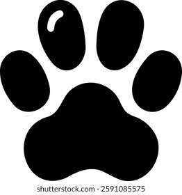 Iconic black paw print silhouette representing animal companionship and affection in a minimalist design