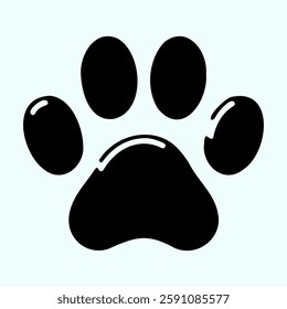 Iconic black paw print silhouette representing animal companionship and affection in a minimalist design