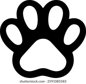 Iconic black paw print silhouette representing animal companionship and affection in a minimalist design