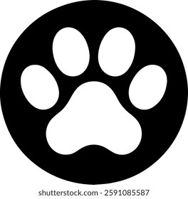 Iconic black paw print silhouette representing animal companionship and affection in a minimalist design