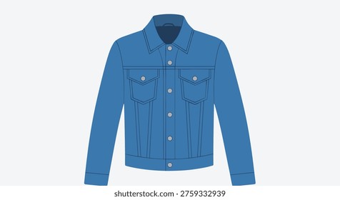 Iconic blue denim jacket, presented in a classic style from the front view, an essential and versatile wardrobe staple for all seasons.
