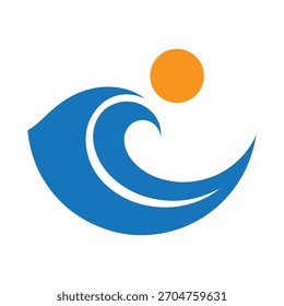 Iconic Bold Wave-And-Sun Emblem Built With Tall Radiating Lines