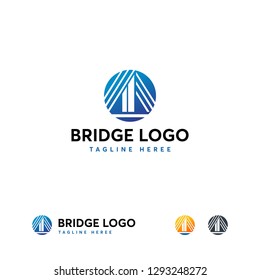 Iconic Bridge logo designs template, Circle Bridge logo template