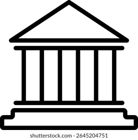  Iconic Building Silhouette: A minimalist outline of an imposing neoclassical building, its symmetrical facade and grand columns hinting at a structure of significance and historical weight.