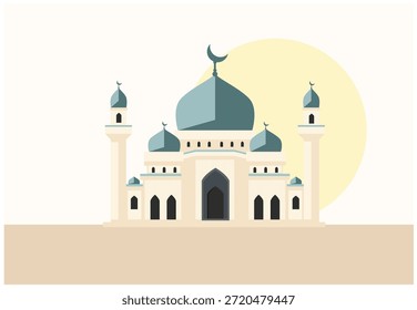 Edificios emblemáticos de la arquitectura islámica: mezquitas, minaretes, cúpulas. Varios diseños de mezquitas con cúpulas y minaretes. Perfecto para fondos de tarjetas de viaje o Elementos de diseño.