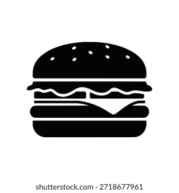 Silhueta icônica Burger Uma representação simples e clássica de uma refeição deliciosa