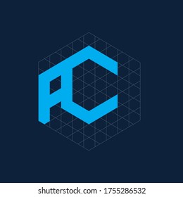 iconic a c joint letter logo design vector. a c  logo with logo grid. 