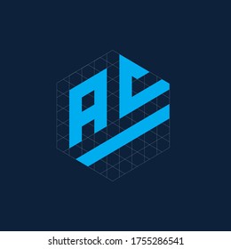 iconic a c joint letter logo design vector. a c  logo with logo grid. 