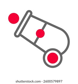 Iconic cannon with red balls ready to fire