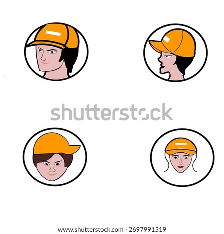 Iconic character model with expression and wearing a hat on the head