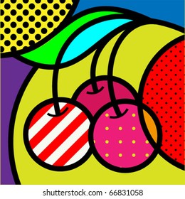 iconic cherry pop-art pop art modern fruits vector illustration for design