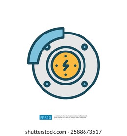 Iconic Circular Design Symbolizing Electricity With Modern Blue and Yellow Color Scheme Representing Power and Energy Usage