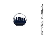 Iconic city building vector logo template design