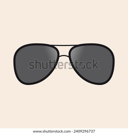 Iconic classic airplane pilot or aviator sunglasses with gradient in the glass vector flat art