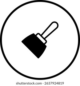 Iconic construction symbol showcasing a sleek black scraper within a circular frame