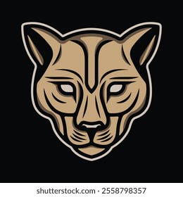 Iconic cougar head illustration with black background