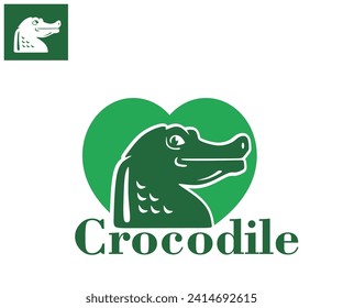 ICONIC CROCODILE HEAD LOGO, silhouette of funny crocodile head smile vector illustrations