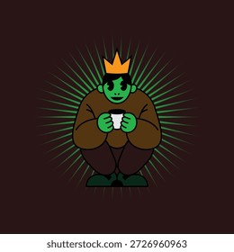 Iconic Crowned Coffee Drinker Logo Design