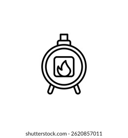 Iconic depiction of a stylized stove with a visible flame element