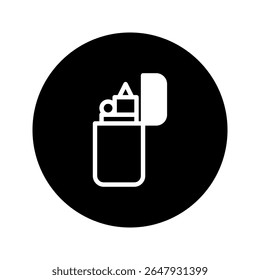 Iconic depiction of a vintage lighter illustration within a circular emblem capturing retro essence beautifully simple style