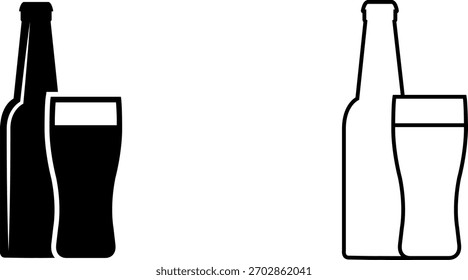 Diseño icónico de botellas de bebidas y vasos con variaciones de color y estilo para fines de marca y marketing