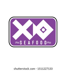 Iconic design of vector logo for seafood restaurant with banner and abstract shape of fish. Vector illustrations