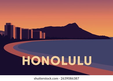 The iconic Diamond Head crater provides a stunning backdrop to the bustling Waikiki Beach in Honolulu, making it a must-see tropical destination.